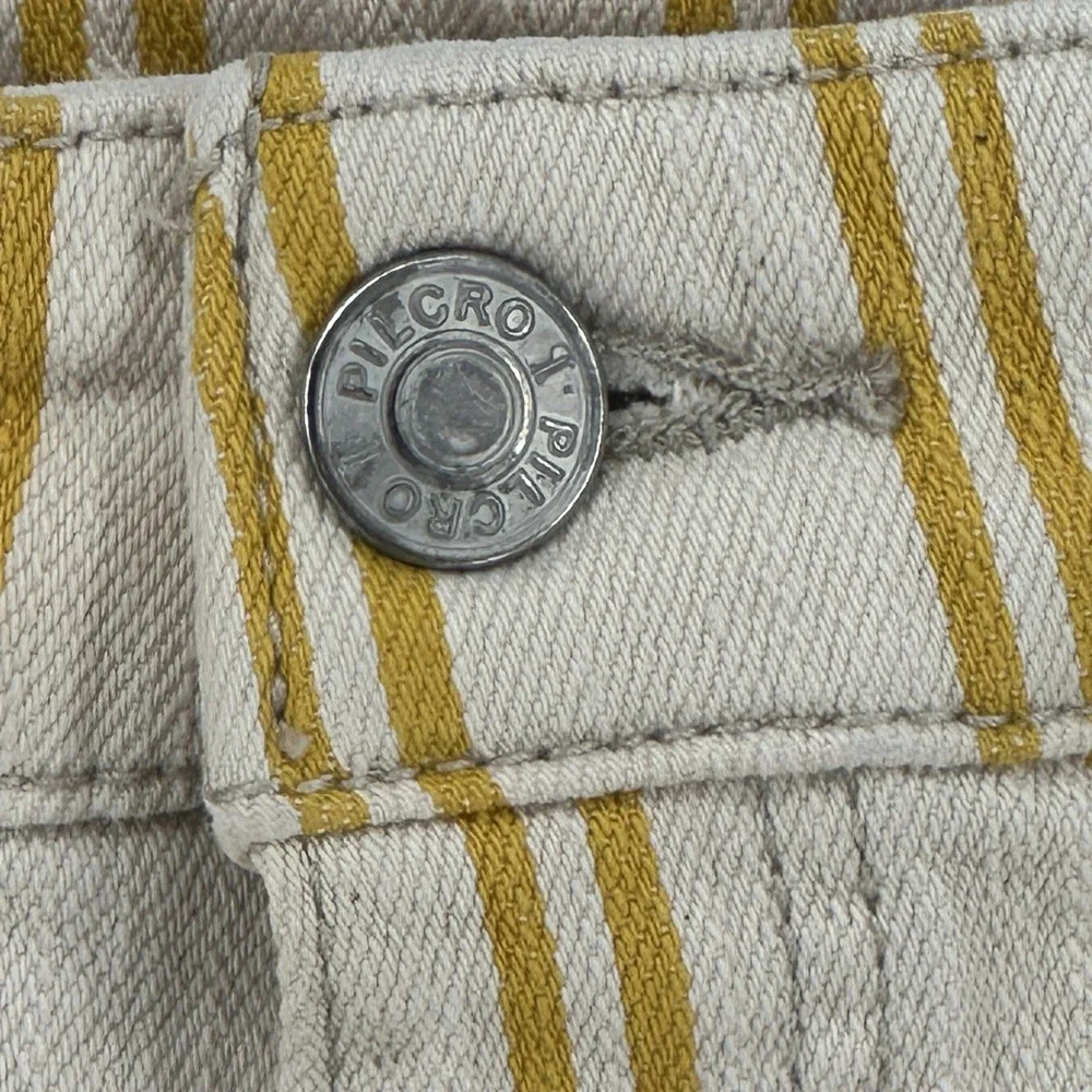 Pilcro Anthropologie Cream Yellow Striped Denim Shorts Size 30 - Picture 14 of 14